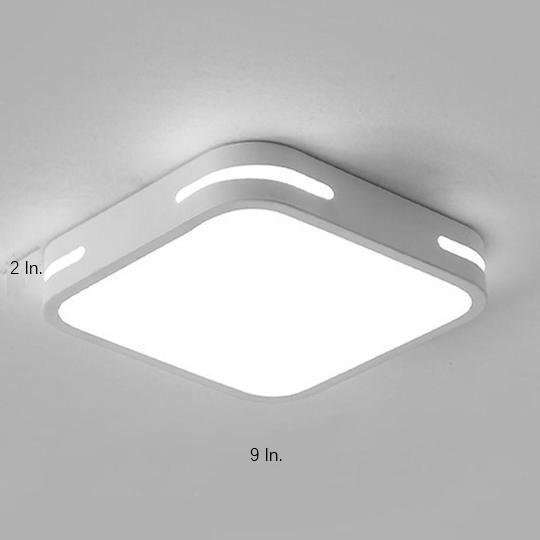 Square Flush-Mount Ceiling Light — Metal and Acrylic, LED Integrated, 20W, 9"