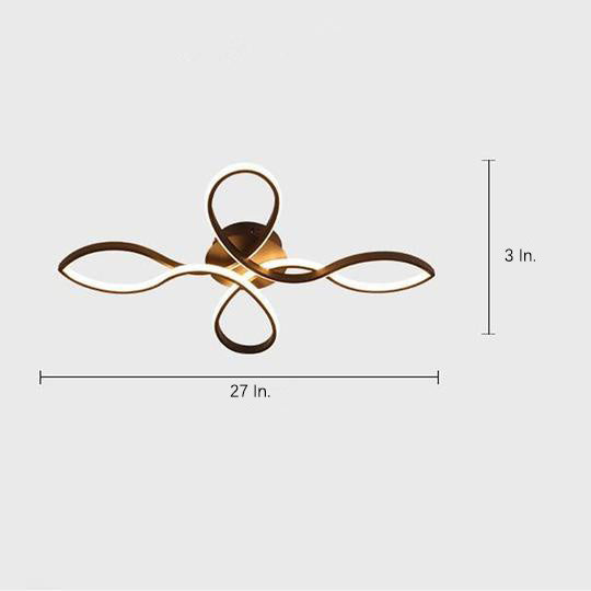 Wave Flower Flush-Mount LED Ceiling Light — Metal & Silicone, 27" Diameter, 38W, Dimmable 3000K–6000K with Remote