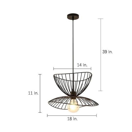 Vintage Double Wire Basket Pendant Light — Metal, E26/E27 LED, 18" Diameter, Adjustable 28" Cord, Black or Gold