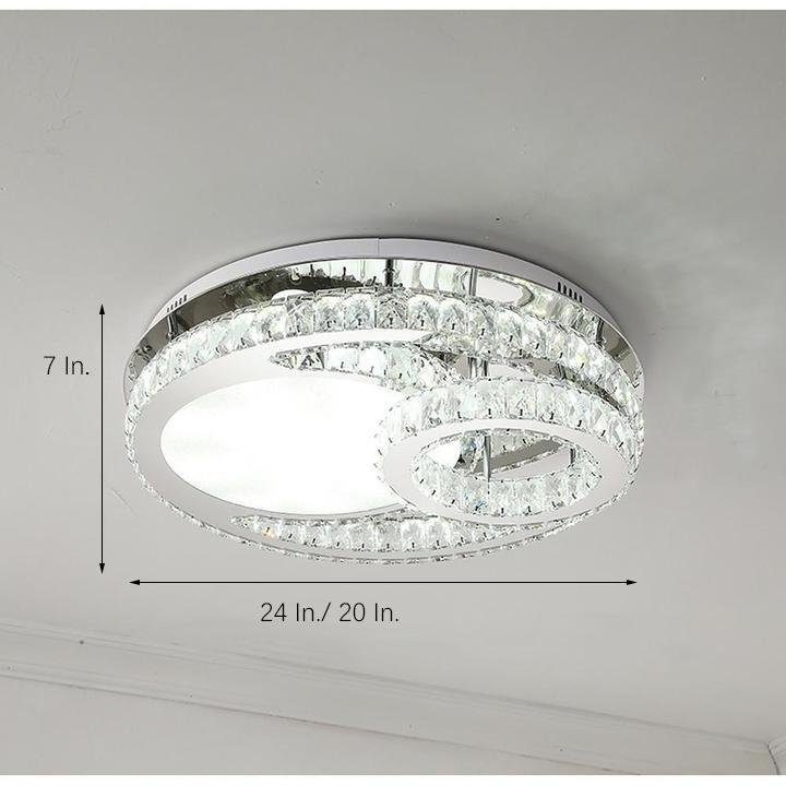 Overlapping Circles Crystal Flush-Mount Ceiling Light — Stainless Steel, LED, 20" Diameter