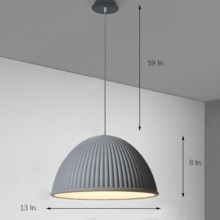 Industrial Inverted-Cup Pendant Light — Cement and Metal, LED E27, 13" Diameter, 59" Adjustable Cord