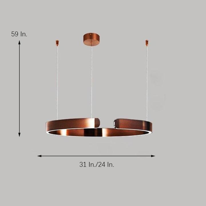 Open Ring LED Pendant Light — Stainless Steel and Acrylic, 24" Diameter, 3000–5400K, Gold Finish