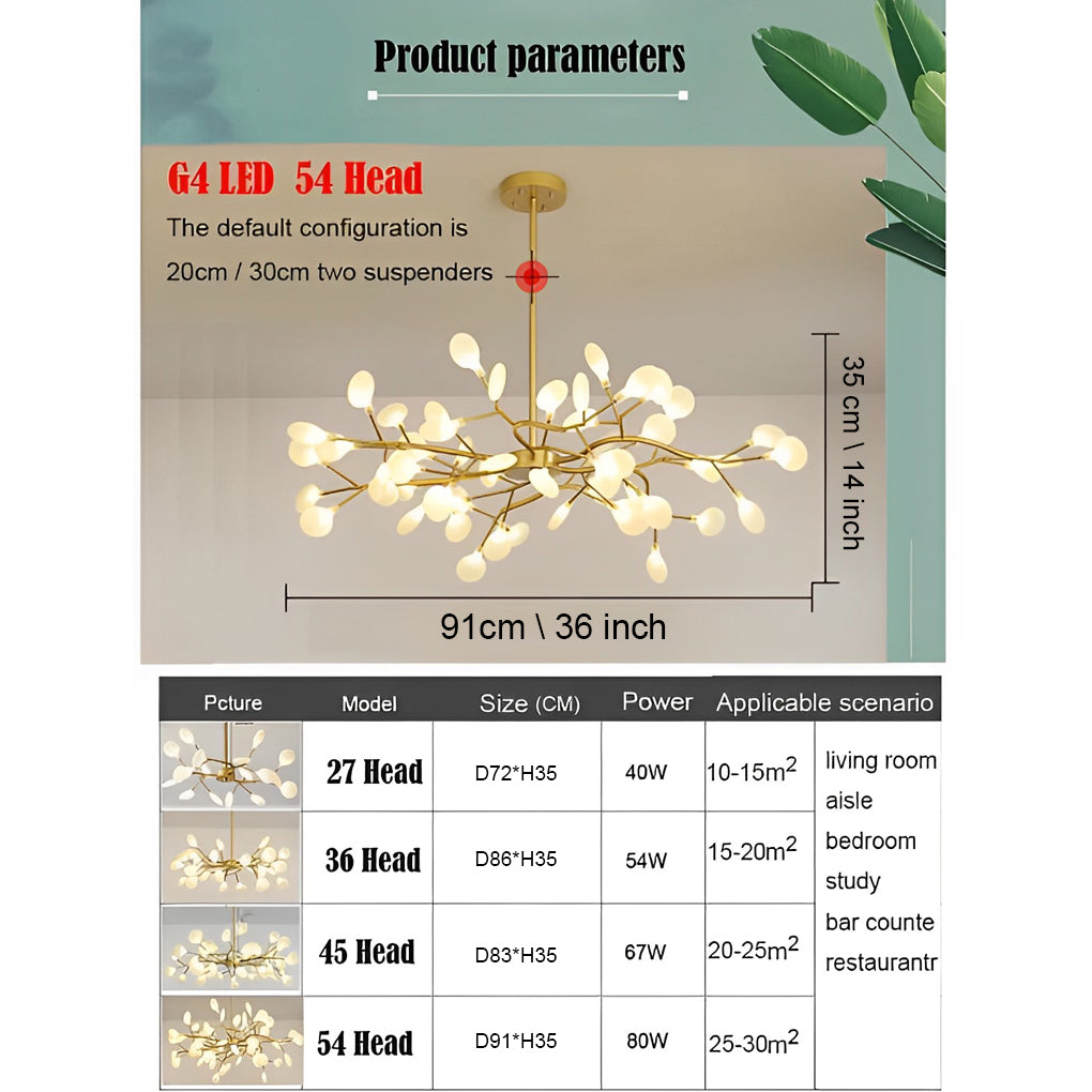 Firefly Sputnik Chandelier — Aluminum & Acrylic, LED, 27/36/45/54-Light, 3000–6500K