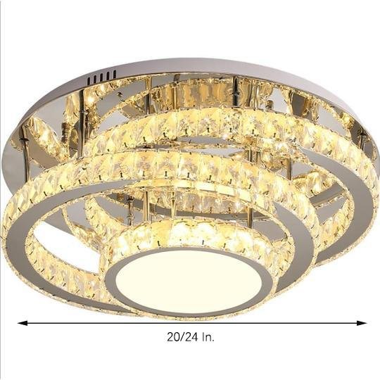 Industrial Flush-Mount Ceiling Light — Gradated Acrylic & Stainless Steel, Integrated LED, 20"