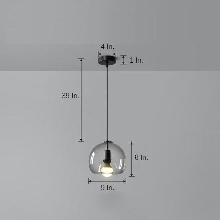 Smoked Round Mini Pendant — Metal and Glass, Vintage Industrial, 1-Light E26/E27, 9" Shade