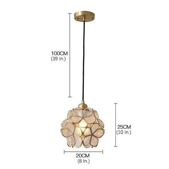 Flower Globe Mini Pendant — Copper & Crystal, Tiffany-Inspired, E26/E27, 8" Diameter, Adjustable 47" Cord