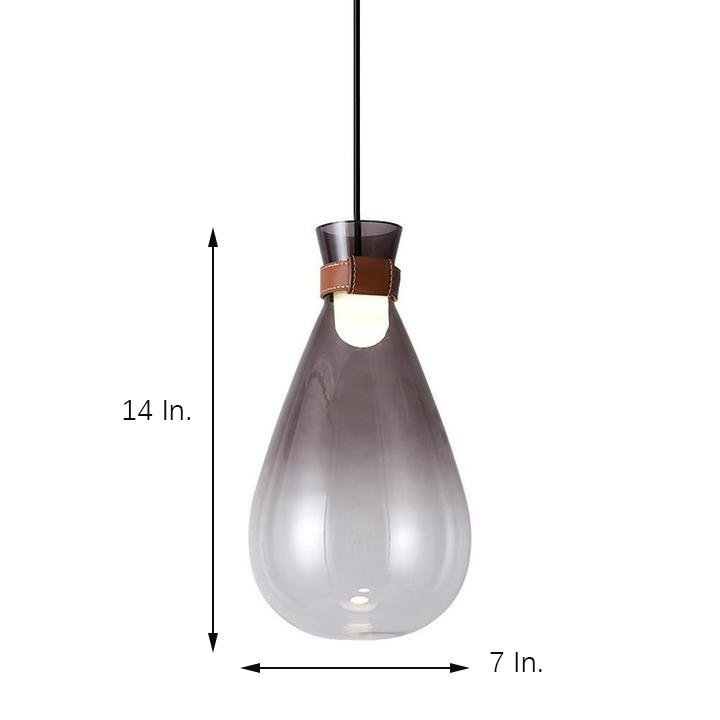 Teardrop Mini Pendant Light — Smoke Grey or Clear Glass, LED, 7" × 14", 59" Adjustable Cord