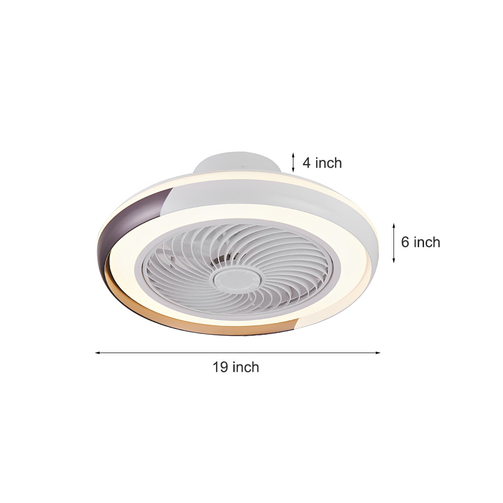 Modern Round Flush Mount Bladeless Ceiling Fan with Dimmable LED Light