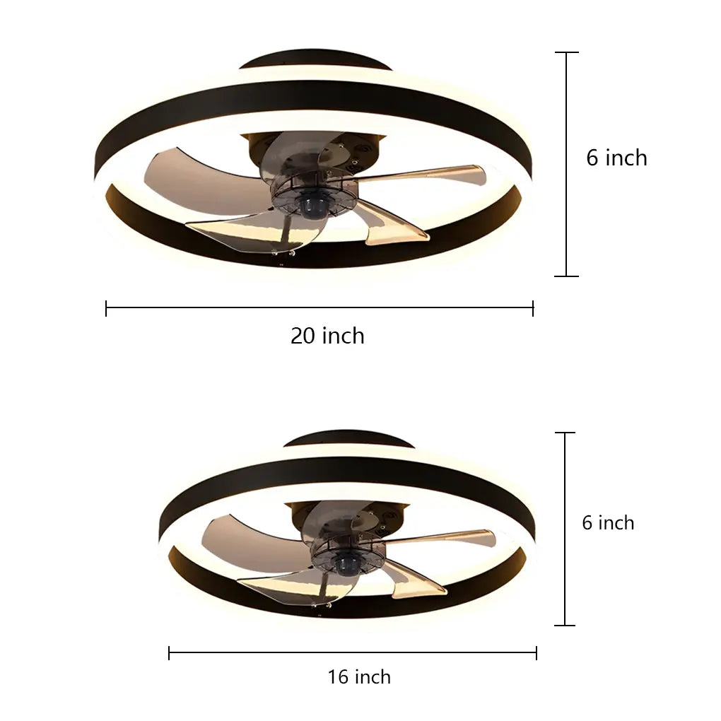 16-Inch Modern LED Ceiling Fan Light Chandelier - Dimmable Flush Mount Design Luxe
