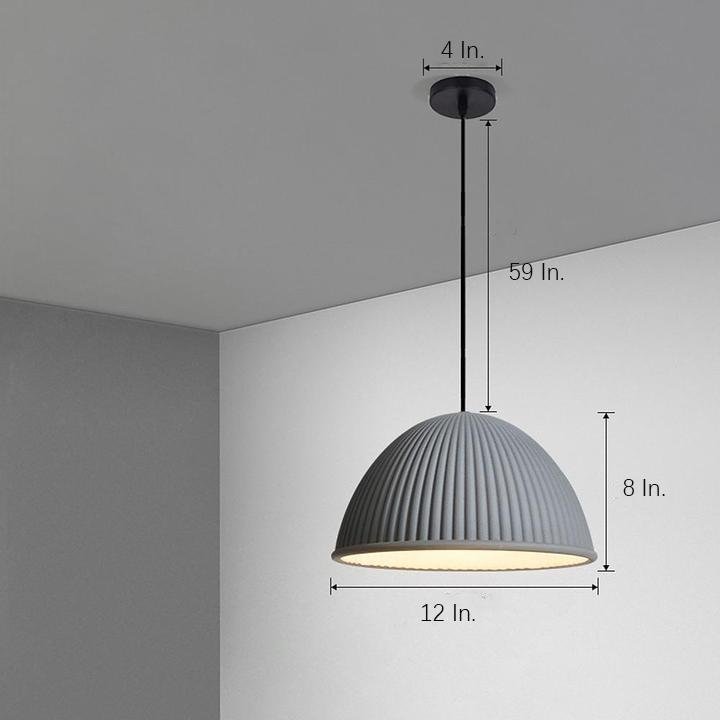Dome Pendant Light — Metal and Resin, 1-Light E26/E27, 12" Diameter, Kitchen and Dining