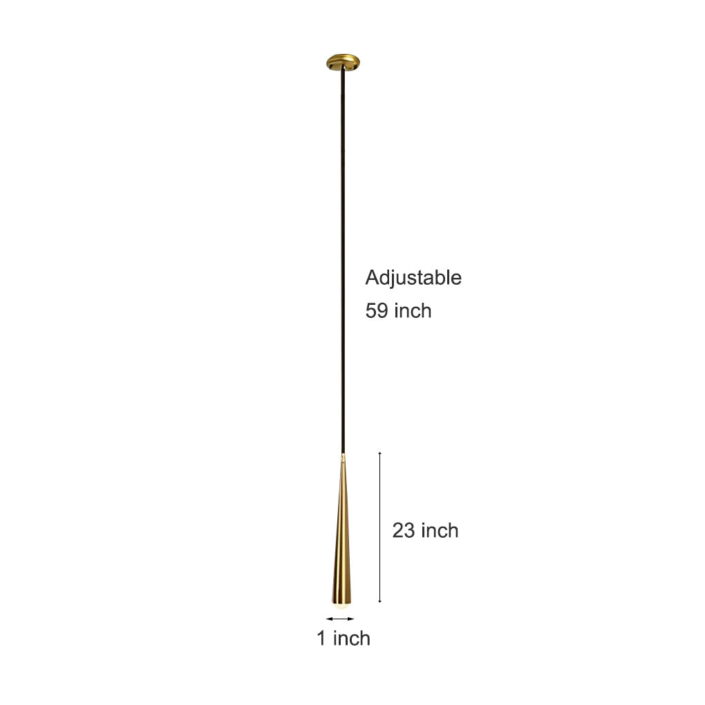Elongated Cylinder Mini Pendant — Metal and Acrylic, LED 3000K, 1" Dia × 23", 59" Adjustable Cord
