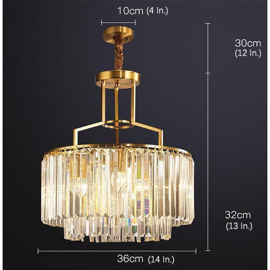 Round Crystal Chandelier — Copper, LED, 14" Diameter, E12/E14, Island Lighting