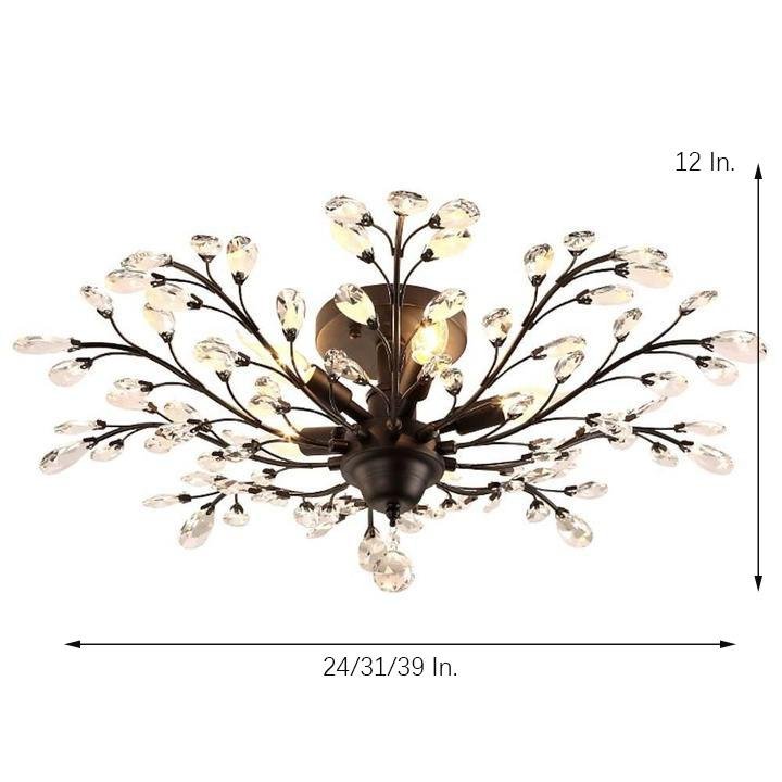Crystal Flower Chandelier — Metal, Clear Crystal, E12/E14 LED, 4-, 5-, or 6-Light, 24" Diameter