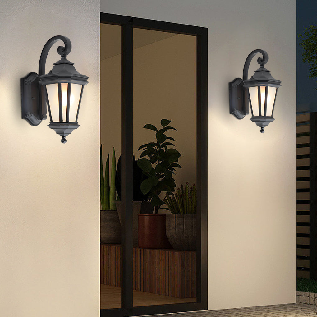 Minimalist Frosted Glass Outdoor Wall Sconce — Aluminum, E27, Waterproof, Two Sizes
