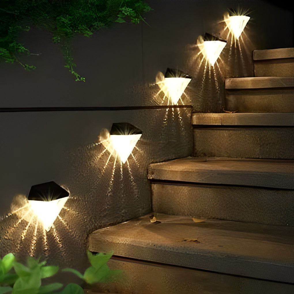 Black Solar Outdoor Wall Sconce, Set of 2 — ABS, LED, 3000K Warm White, IP Waterproof, Auto Dusk-to-Dawn