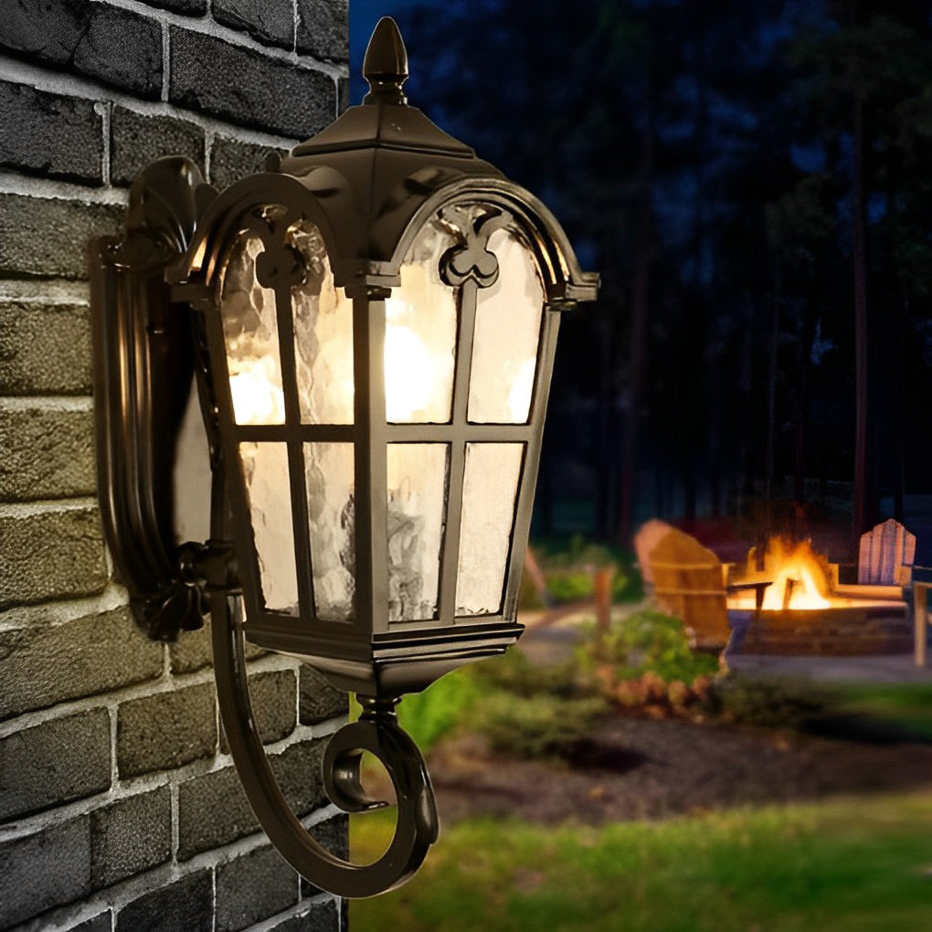 Vintage Outdoor Wall Sconce — Die-Cast Aluminum and Tempered Glass, Black, E27, Waterproof