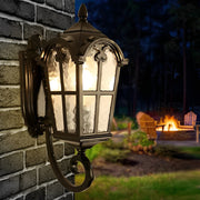 Vintage Outdoor Wall Sconce — Die-Cast Aluminum and Tempered Glass, Black, E27, Waterproof