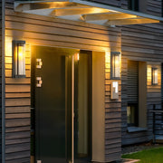 Modern Black Solar / Hardwired Outdoor Wall Sconce — Stainless Steel and Glass, LED, IP54 Weatherproof