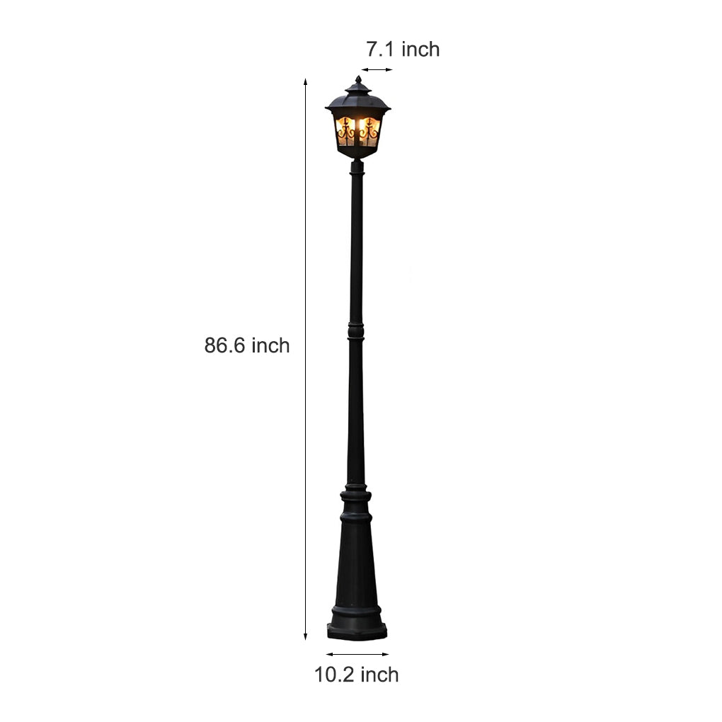 Retro Minimalist Outdoor Post Light — Die-Cast Aluminum, E27 LED 10W, IP Weatherproof, 86.6" Height