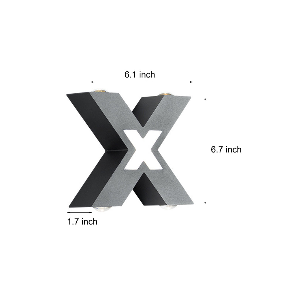 Modern Black X-Shaped Waterproof LED Outdoor Wall Lamp - Creative Exterior Lighting