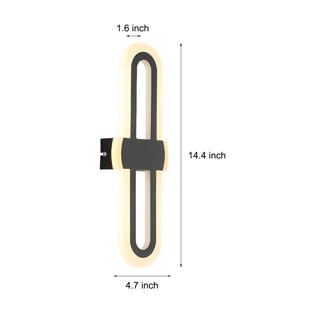 Rounded Rectangular Geometric LED Wall Sconce — Iron, 15W, 3000K / 6000K, 4.7" × 14.4"