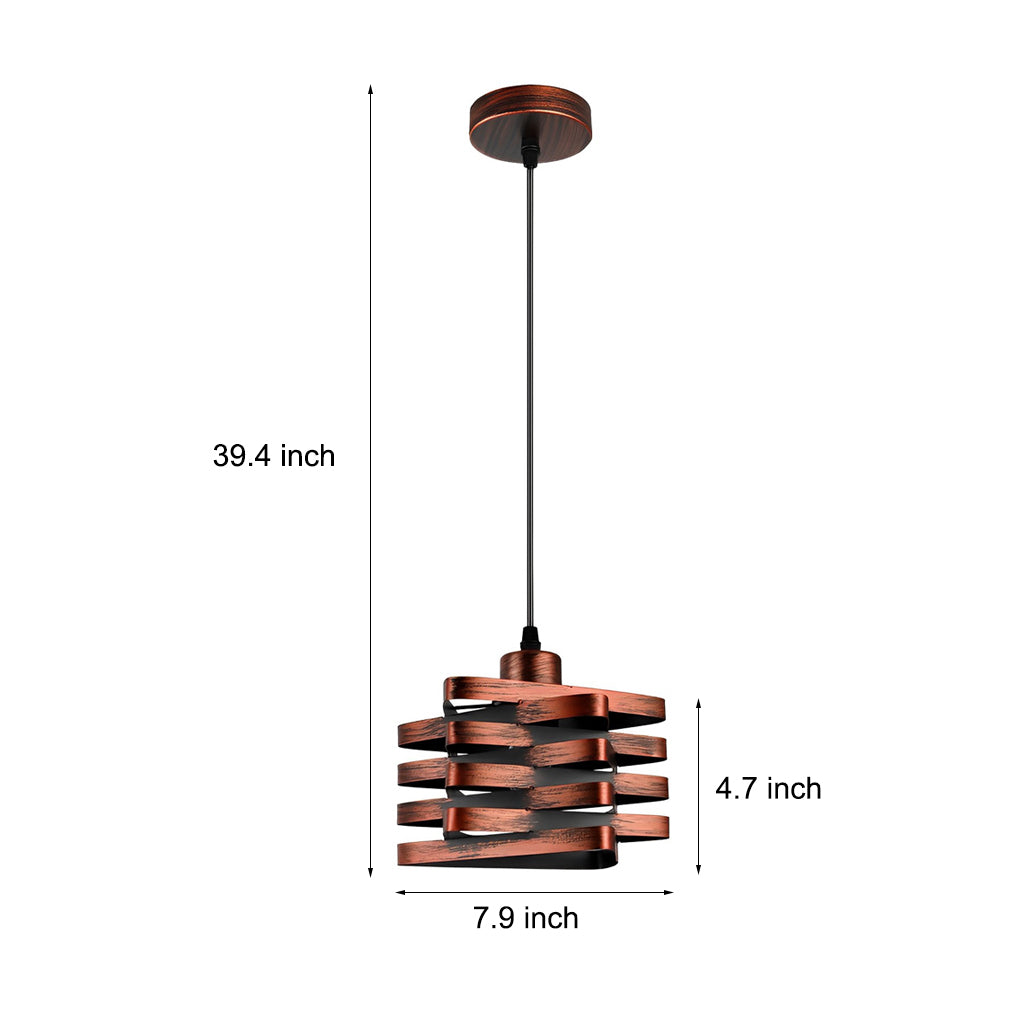 Retro Industrial Interwoven Iron Mini Pendant — E27/E26, 60W Max, 39.4" Adjustable, Gold / Copper / Black