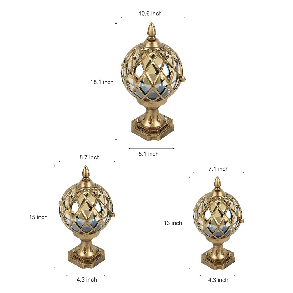 Round Ball Outdoor Fence Post Light — Aluminum and Glass, LED, IP54 Waterproof, Black or Bronze