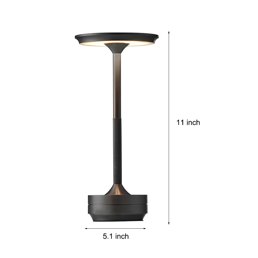 Slender Cordless UFO Alien Table Lamp with Plated Metal Finish Luxe