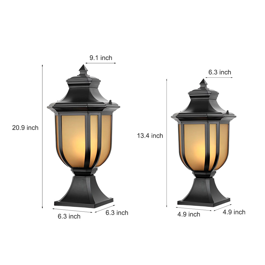 Retro Minimalist Outdoor Pillar Light — Aluminum Alloy and Glass, IP33 Waterproof, 3000K Warm White