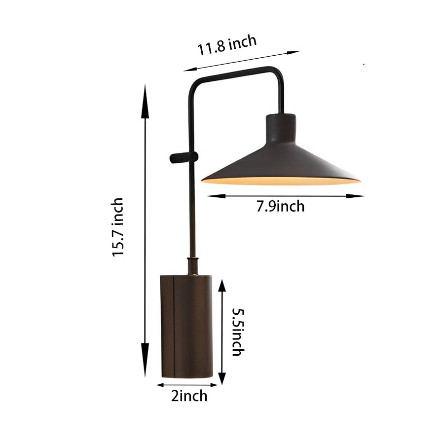 Cone Shade Swing-Arm Outdoor Wall Sconce — Stainless Steel & Aluminum, LED, Warm White 3000K, IP-Rated Weatherproof