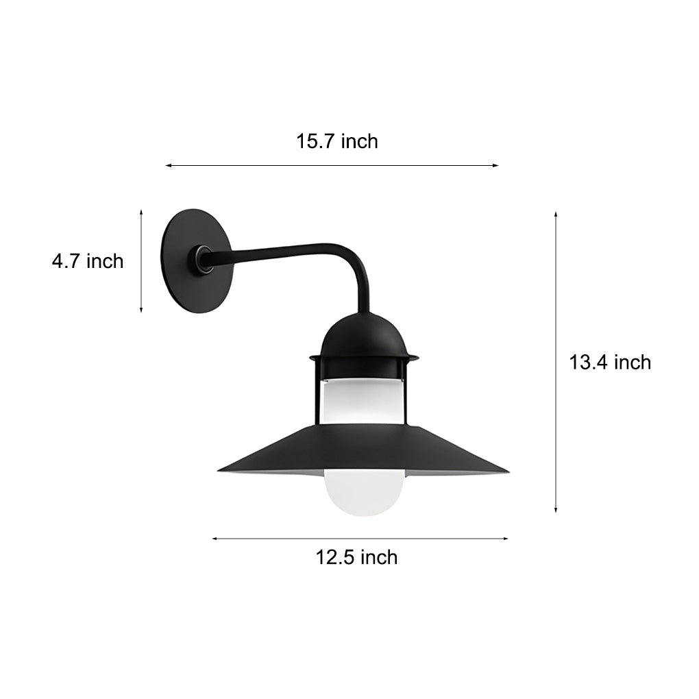 Round Vintage Outdoor Wall Sconce — Black Iron and Glass, E27, 3000K Warm White, 12.5" Diameter