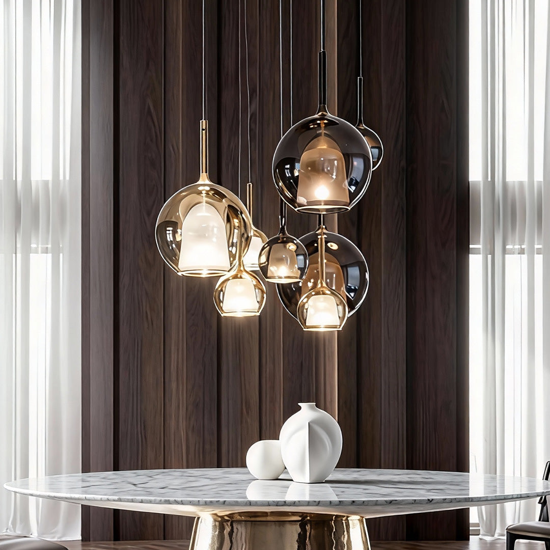 Hand-Blown Glass Ball Mini Pendant — Electroplated Iron, G9, 3000K Warm, 3 Sizes