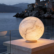 Faux Marble Moon Globe Waterproof Outdoor Pillar Light