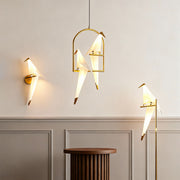 Origami Crane Wall Sconce — PP & Metal, Gold Accent, LED 6W, 3000K Warm White