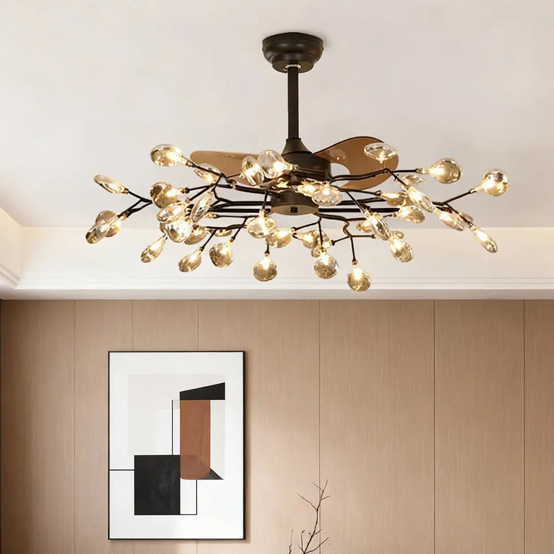Minimalist Luxury Glam Ceiling Fan with Artistic Light Fixture Luxe