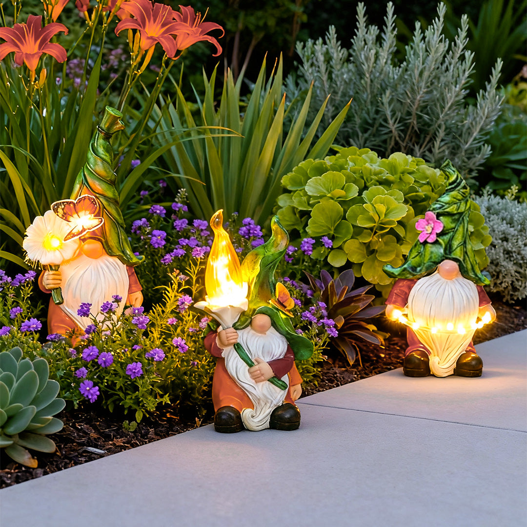 Solar Gnome Garden Novelty Lights — Resin, LED, Dusk-to-Dawn, IP44, 4 Designs