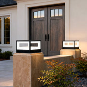 Hollow Square Outdoor Pillar Light — Stainless Steel, LED 3000K, Solar / Hardwired, IP65 Weatherproof