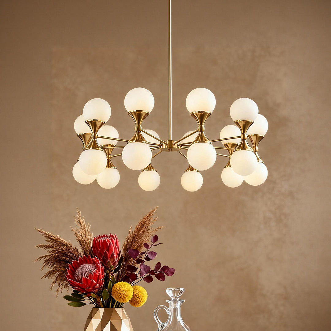Bubble Glass Chandelier — Full Copper, Gold Finish, G9 Multi-Light, 36" Adjustable
