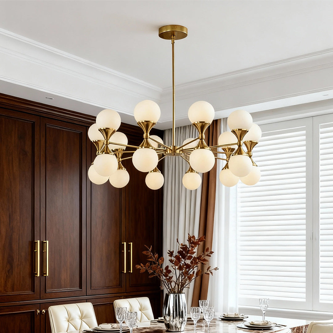 Bubble Glass Chandelier — Full Copper, Gold Finish, G9 Multi-Light, 36" Adjustable
