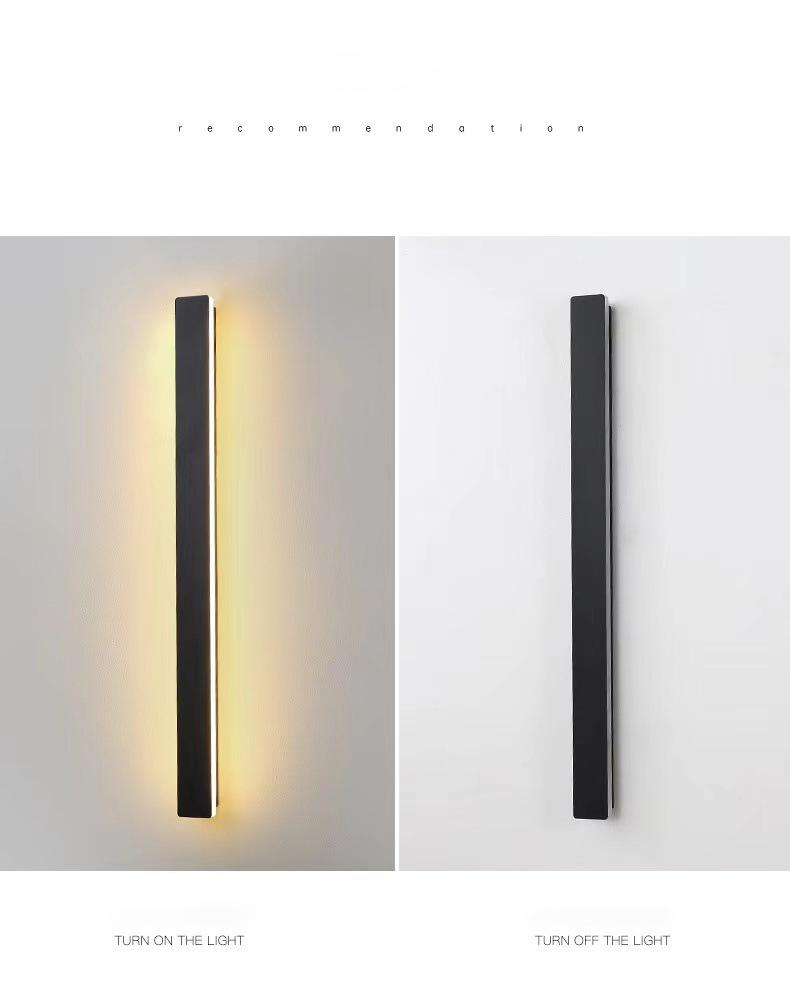 Linear Outdoor Wall Sconce — Black Metal, LED, IP65 Weatherproof, 20W–40W, Warm White 3200K