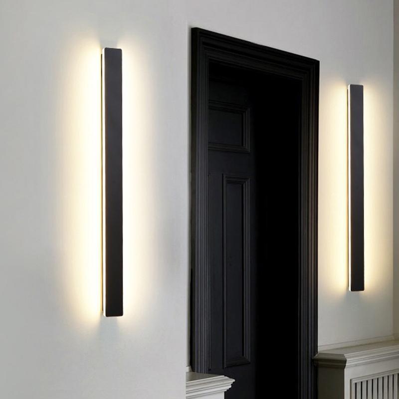 Linear Outdoor Wall Sconce — Black Metal, LED, IP65 Weatherproof, 20W–40W, Warm White 3200K