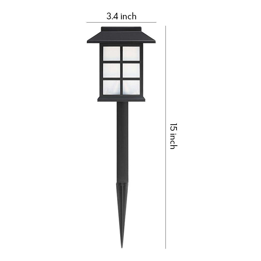 Square Pavilion Solar Garden Stake Lights — Black, ABS/PVC, LED, Weatherproof