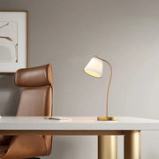 Gooseneck Metal Desk Lamp with Cone Fabric Shade for Your Home Office Luxe