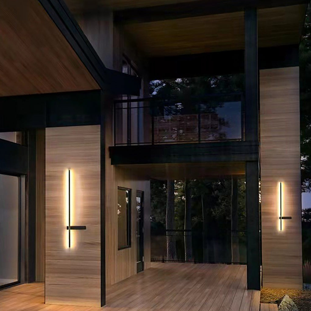 Modern Linear Outdoor Wall Sconce — Black Aluminum, LED, IP54, 6W–15W, 3000K