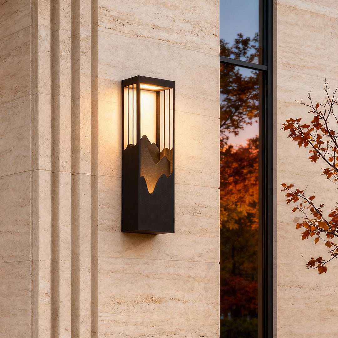 waterproof solar wall lamp with mountain scenery led up and down lighting for porches