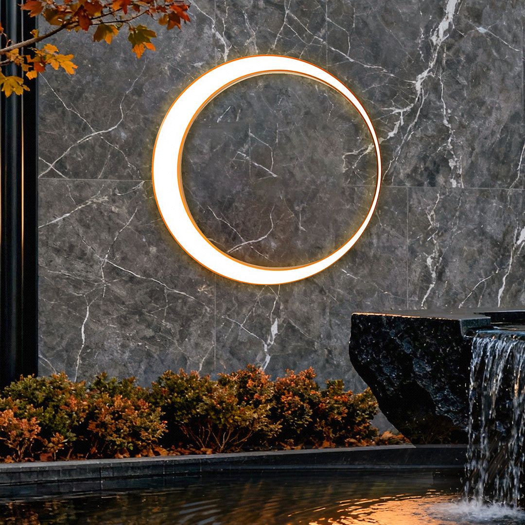 Circular Moon Outdoor Wall Sconce — Stainless Steel, LED, IP65 Weatherproof, 20W / 36W / 60W