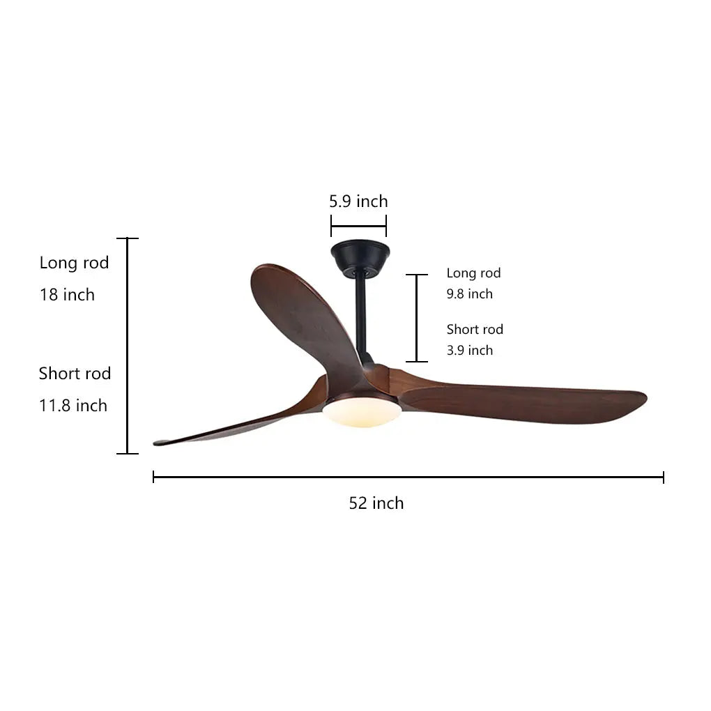 Retro Solid Wood Ceiling Fan with Lights - Silent Dimming and Frequency Conversion Luxe