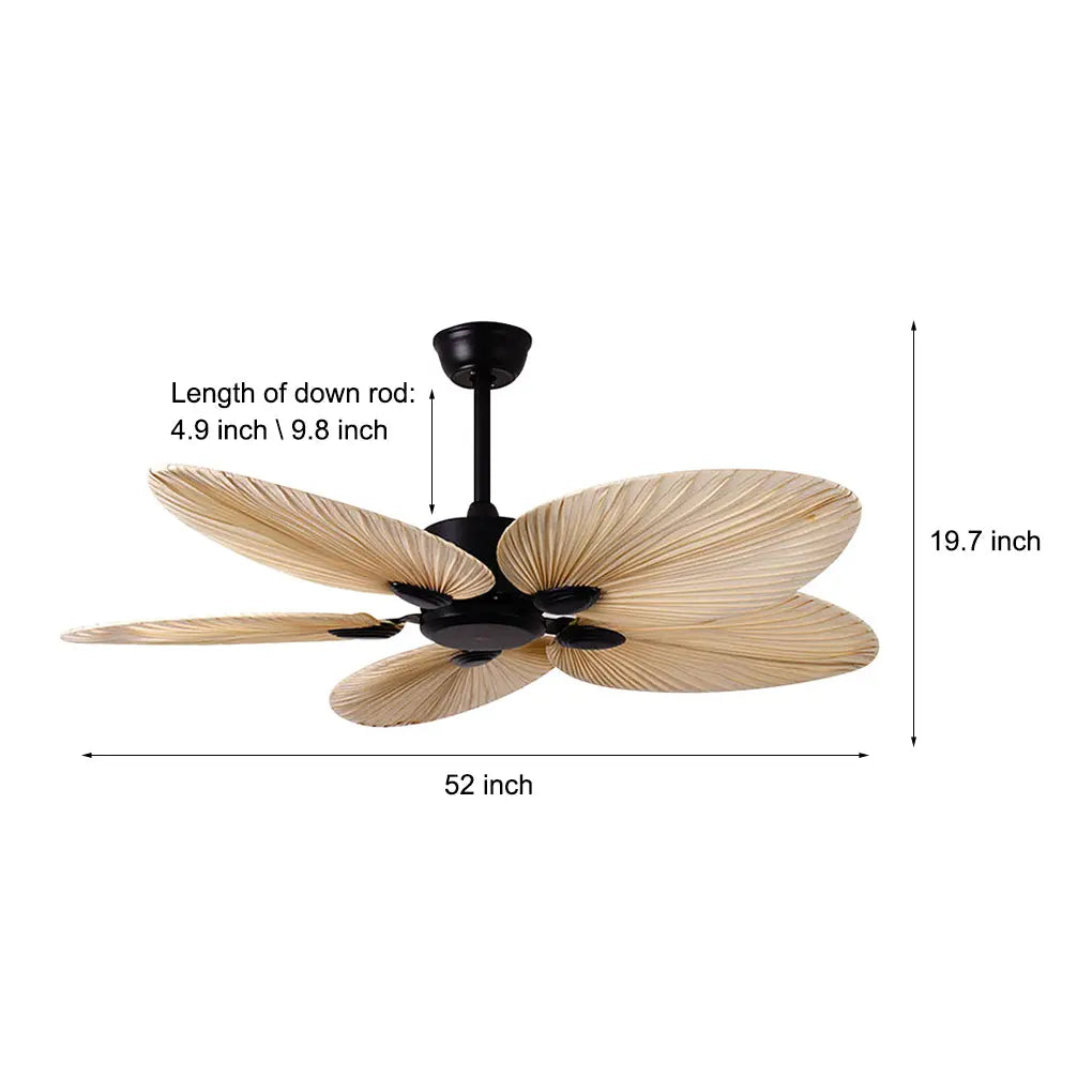 Modern 52'' Flush Mount Ceiling Fan with Timed Silent Palm Leaf Inverter Luxe