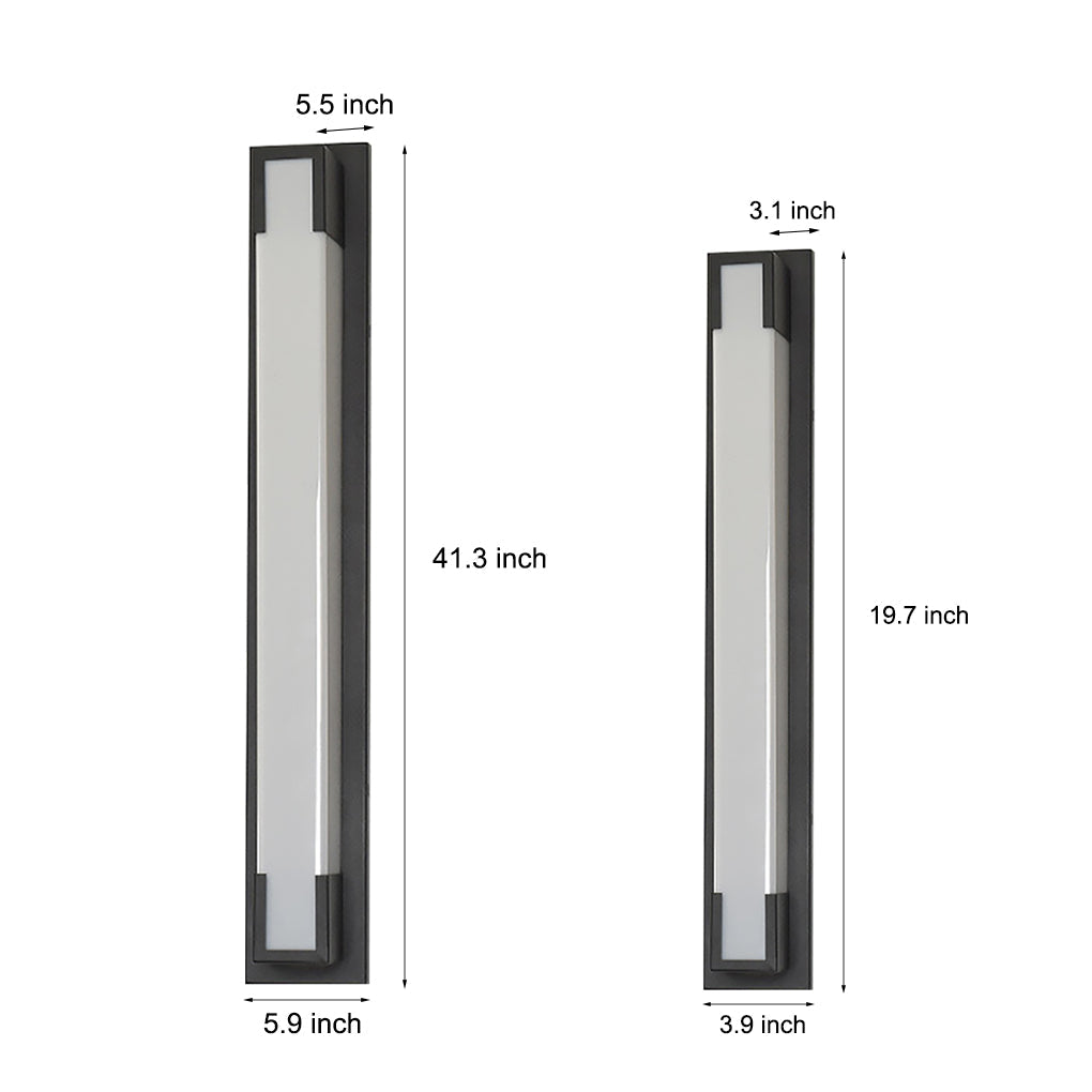 Retro Rectangular Outdoor Wall Sconce — Black Stainless Steel & Acrylic, LED, Waterproof