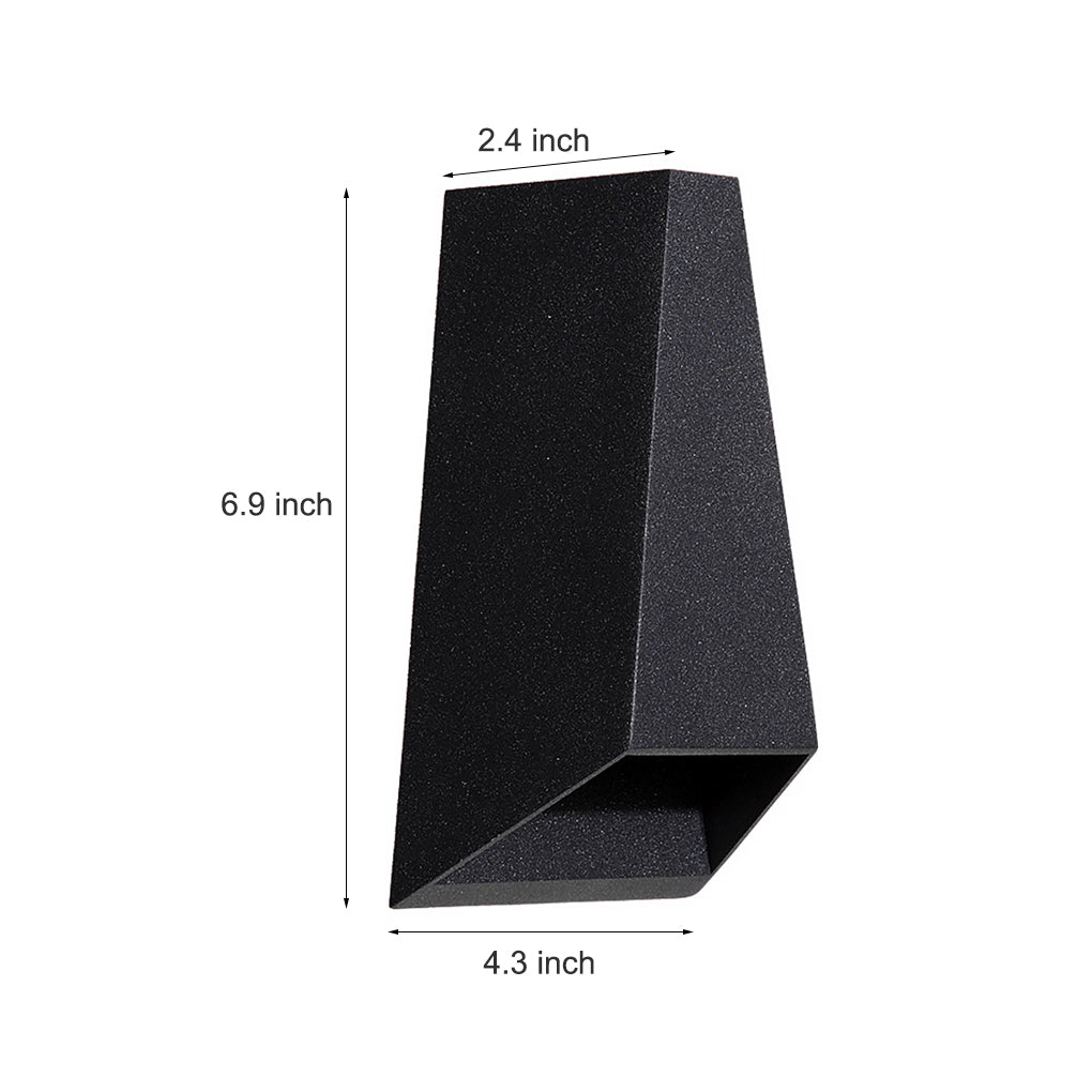 Trapezoidal Up/Down Outdoor Wall Sconce — Black, LED, 6W–10W, IP54, 3000K/6000K